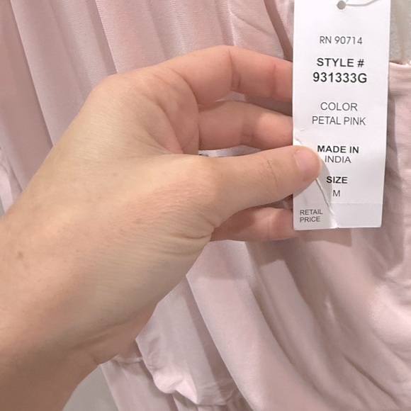 Petal pink midi dress draped bodice and gold link halter neck new with tags - Picture 6 of 6